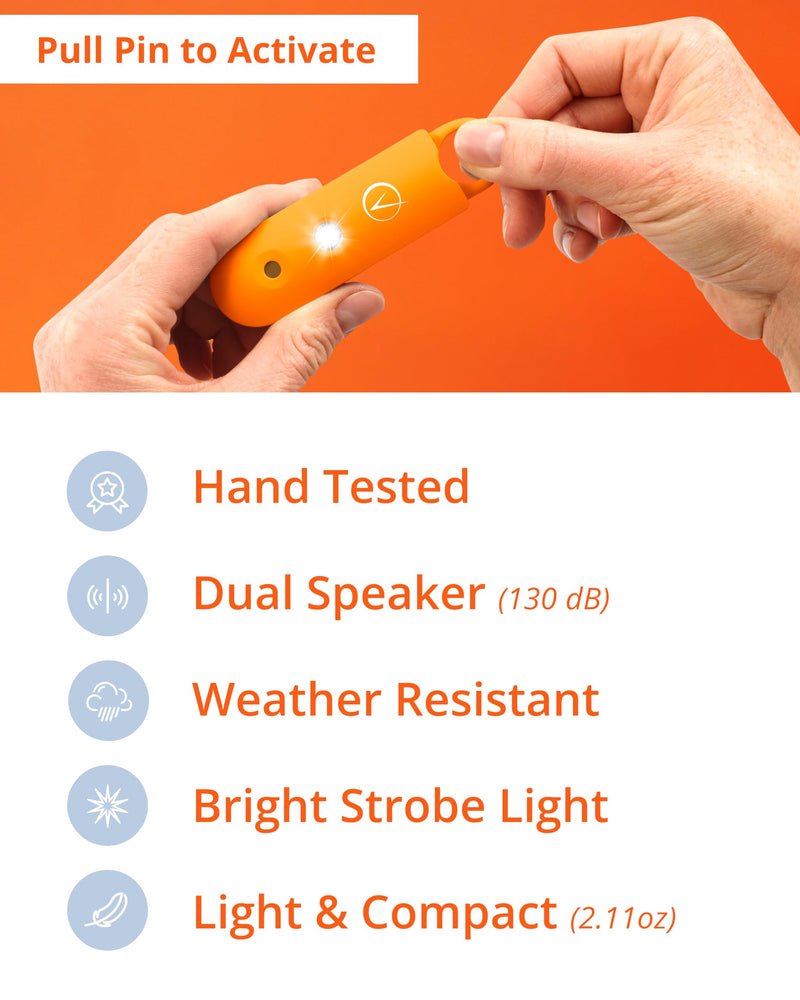 [Australia - AusPower] - Vantamo Personal Alarm for Women - Extra Loud Double Speakers, First with Low Battery Notice with Strobe Light, Rechargeable - Safety Alarm Keychain (Tangerine) Tangerine 