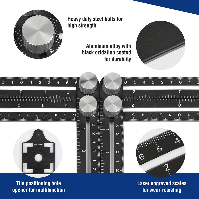 [Australia - AusPower] - WORKPRO Torpedo Level & 10" Contour Gauge and 6-Sided Angle Measuring Tool Combo Kit 