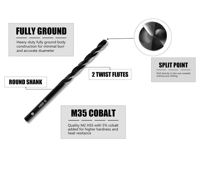 [Australia - AusPower] - 9/32 inch HSS M35 Cobalt Twist Drill Bits,High Speed Steel,Pack of 5,Suitable for Steels,Cast Iron,Stainless Steels and Other hardMetals(9/32inch) 9/32inch 