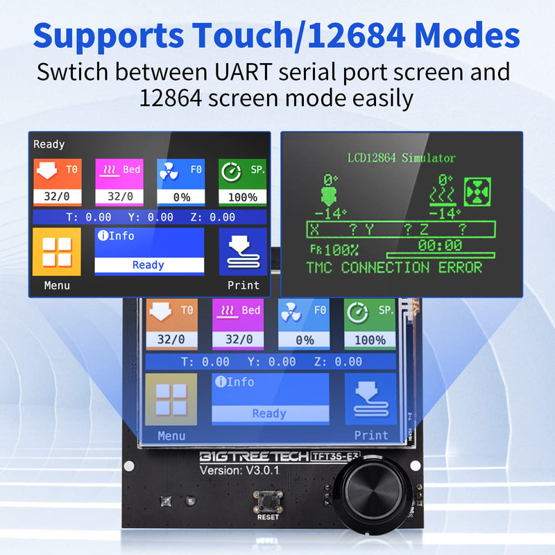 [Australia - AusPower] - BIGTREETEHCH TFT35 E3 V3.0.1 Touch Screen Display with Two Working Modes Compatible 12864 LCD Display WiFi for Ender 3 CR-10 SKR MINI E3 V3.0/SKR V1.4 Turbo Octopus V1.1 SKR 3 3D Printer Control Board 
