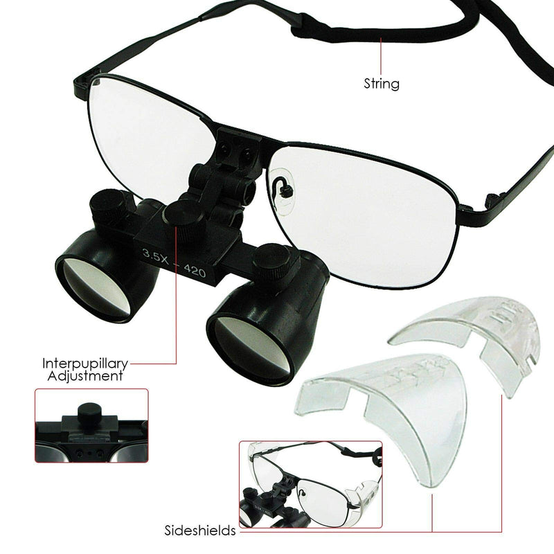 [Australia - AusPower] - 3.5X Magnification Loupes, Galilean Style Titanium Frame, 420mm Distance 