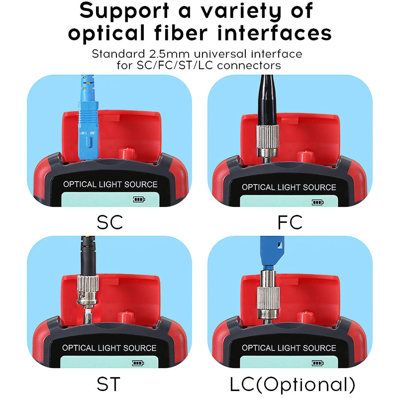 [Australia - AusPower] - A-M1315 Optical Light Source SC/FC/ST Universal Interface Single Mode Dual Wavelength 1310nm 1550nm Fiber Optic Light Source with RJ45 Test Fiber Optic Cable Tester 