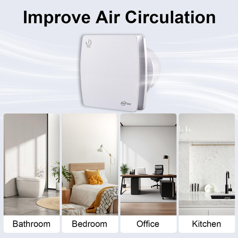 4 Inch Exhaust Fan, 56CFM Wall Mount Bathroom Exhaust Fan with Timer and Backdraft Damper, Quiet Window Mount Extractor Ventilation Fan for Bathroom Kitchen Garage, 12W, White Timer-without Plug