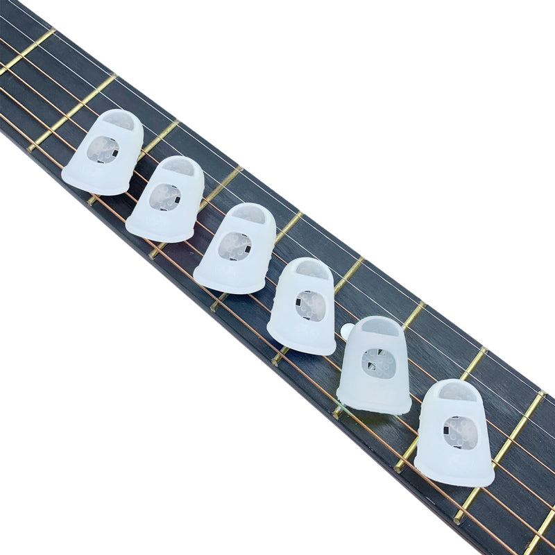 [Australia - AusPower] - 50 Pcs Guitar Finger Covers, Silicone Finger Protectors for Guitar, Ukulele, Bass – 5 Sizes, Comfortable, Breathable, and Reusable(White) White 