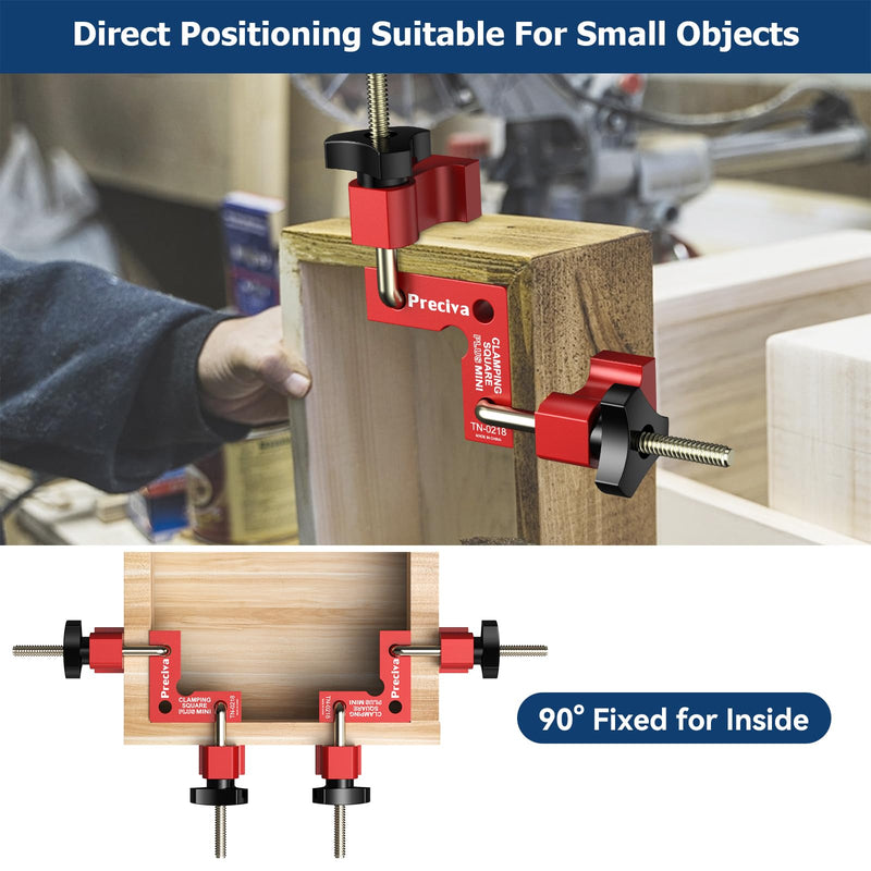 [Australia - AusPower] - Preciva 90 Degree Mini Positioning Squares 2 Sets (2.32''x 2.32''), Aluminum Alloy Right Angle Clamps Fixing Clamp, Carpenter Corner Clamping Square Tool for Picture Frame Box Cabinets Drawers (Red) Red 