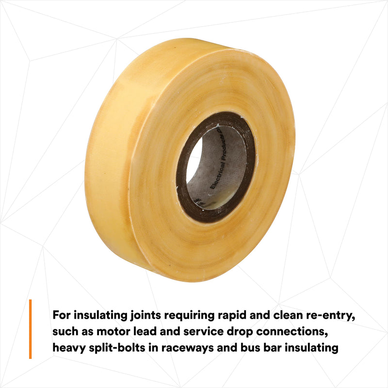 Scotch Varnished Cambric Tape 2520, Flexible, Electrically Insulating, Moisture Resistant, Smooth Finish, Yellow Color, 8 mil, 3/4 in x 60 ft, 1 Roll/Carton, 20 Rolls/Case