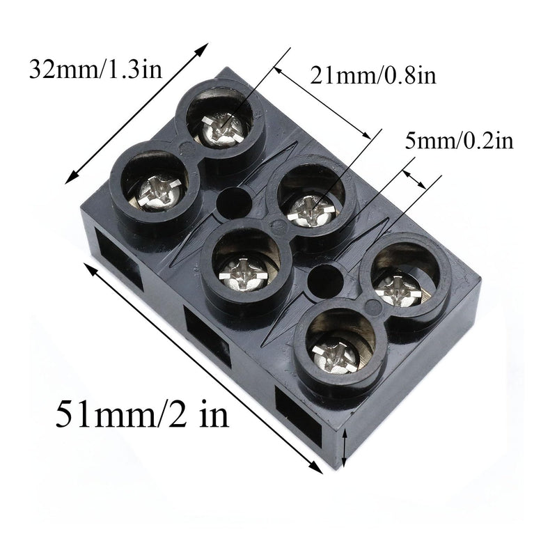 [Australia - AusPower] - Meuey Lyot-500V 60A 3 Position Double Row Screw Terminal Block Double Row Electrical Barrier panel-2pcs 