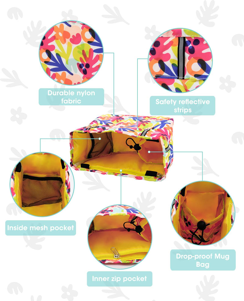 [Australia - AusPower] - ANZOME Kids Bike Basket, Colorful Blocks Large Bicycle Basket, Bicycle Handlebar Bag, Waterproof Fabric Colorful Bike Basket for Women, Men, Kids Colorful Flower 