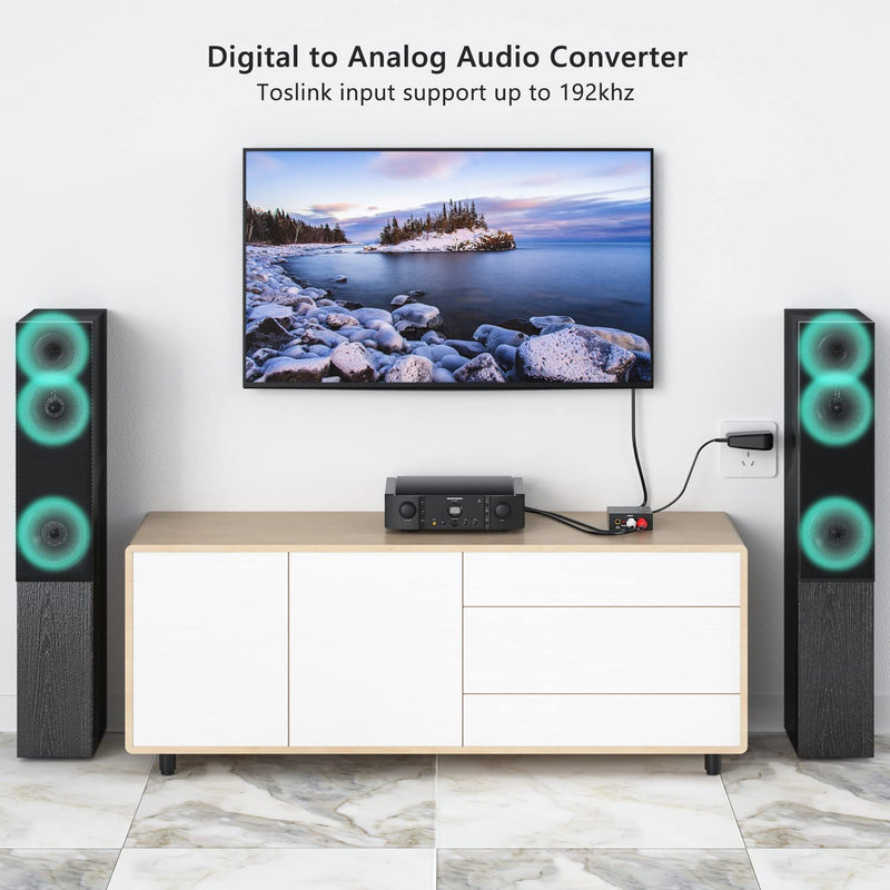 [Australia - AusPower] - DAC 192KHz Digital to Analog Audio Converter, Optical to RCA Adapter with Optical Coaxial Cable, Toslink Optical to 3.5mm Adapter for PS4 HD DVD Home Cinema Systems 