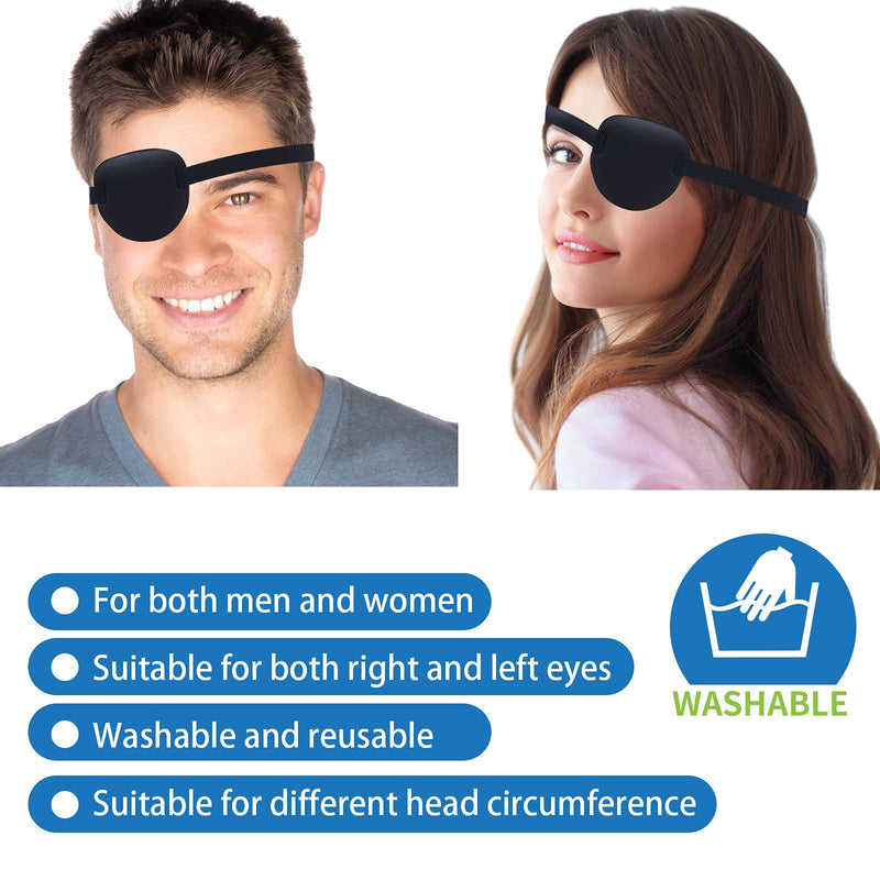 [Australia - AusPower] - 2 Pcs Eye Patches for Adults and Kids,3D Adjustable Eyepatch for Right or Left Eye,One Eye Cover for Lazy Eye,Pirate Costume(Black) 