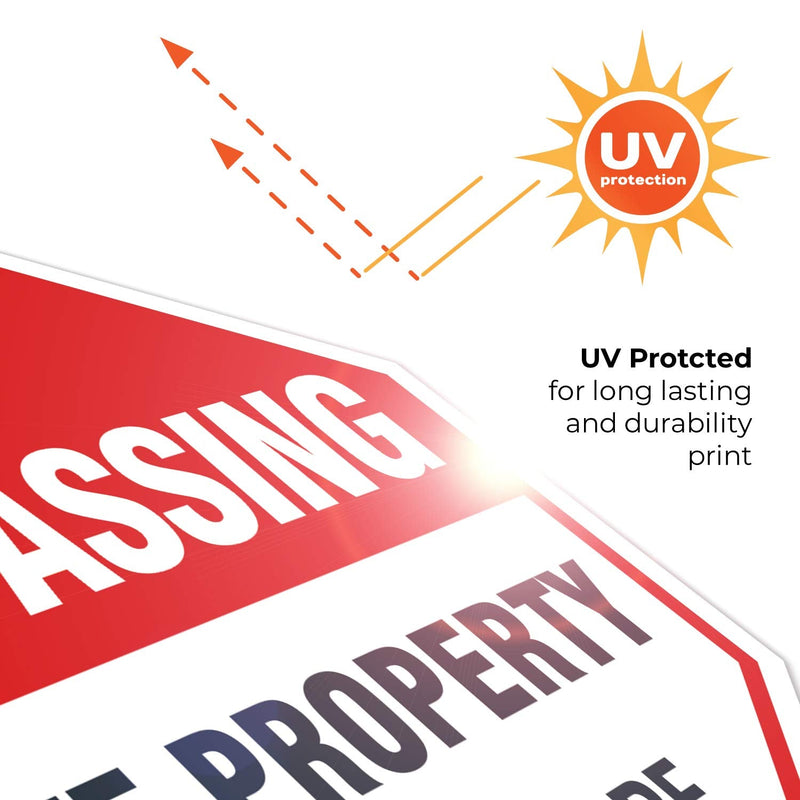 4 Pack No Trespassing, Private Property Sign, 12x12 Heavy 0.40 Aluminum, UV Protected, Long Lasting Weather/Fade Resistant, Easy Mounting, Indoor/Outdoor Use, Made in USA 12x12 4 PK