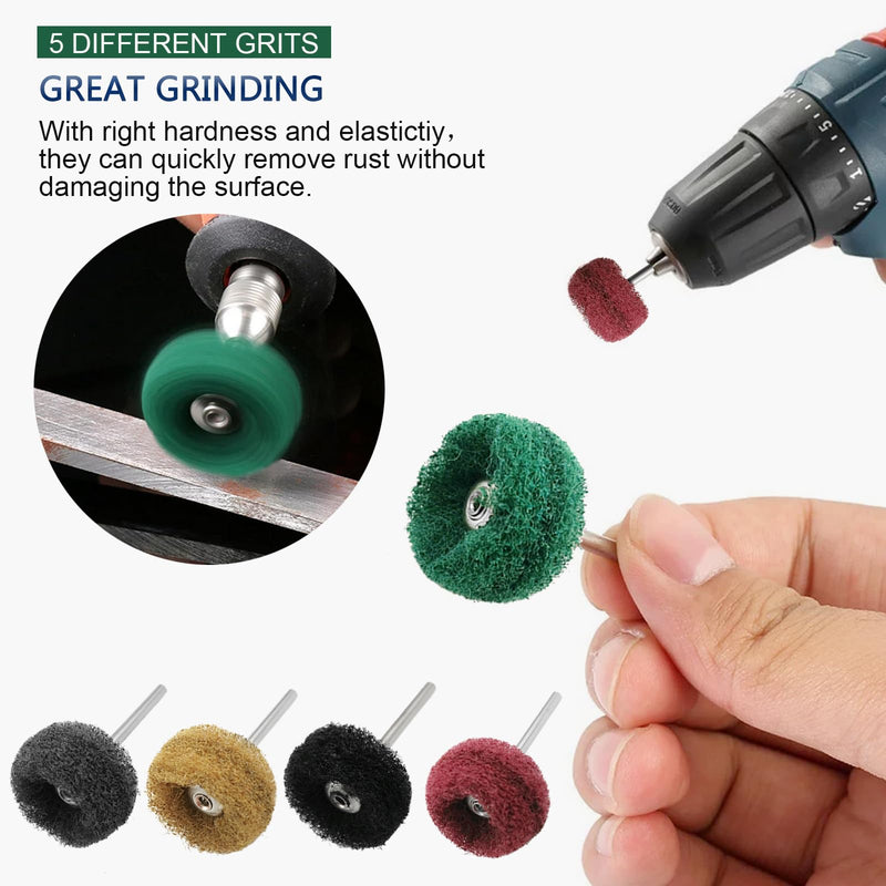 [Australia - AusPower] - Buffing Wheel 100 Pack Abrasive Polishing Deburring Wheels Metal Polishing Kit Rotary Tool Accessories for Metal Polishing, Rusting Cleaning, Paint Removal, and Other Fine Detail Work 