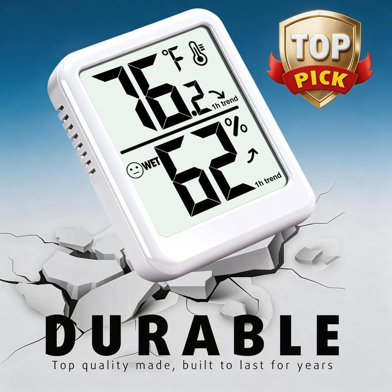 [Australia - AusPower] - 4-Pack Room Thermometer Indoor Hygrometer, Small Digital Temperature and Humidity Monitor Sensor, Temperature Humidity Gauge Meter for Home Baby Room, Plants, Pets - AAA Battery Included White - Upgraded Version 