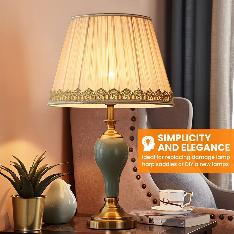[Australia - AusPower] - E26 Lamp Harp Saddle Base Lampshade Holder 1-7/16" (36 mm) Non-Slip UNO Collar Adapter for E26 Threaded Base, 2pcs Silver Tone 