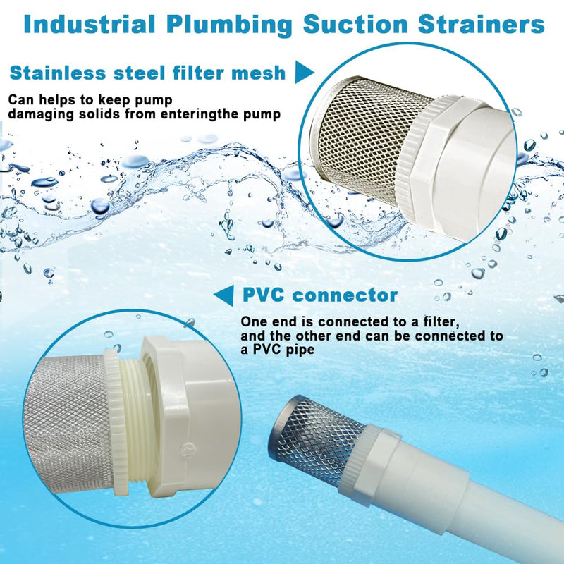 [Australia - AusPower] - 1 inch stainless steel filter cover connected to 1 inch/DN25 PVC water pipe, Suction Strainers used to remove debris and reduce solid entry 1"DN25 