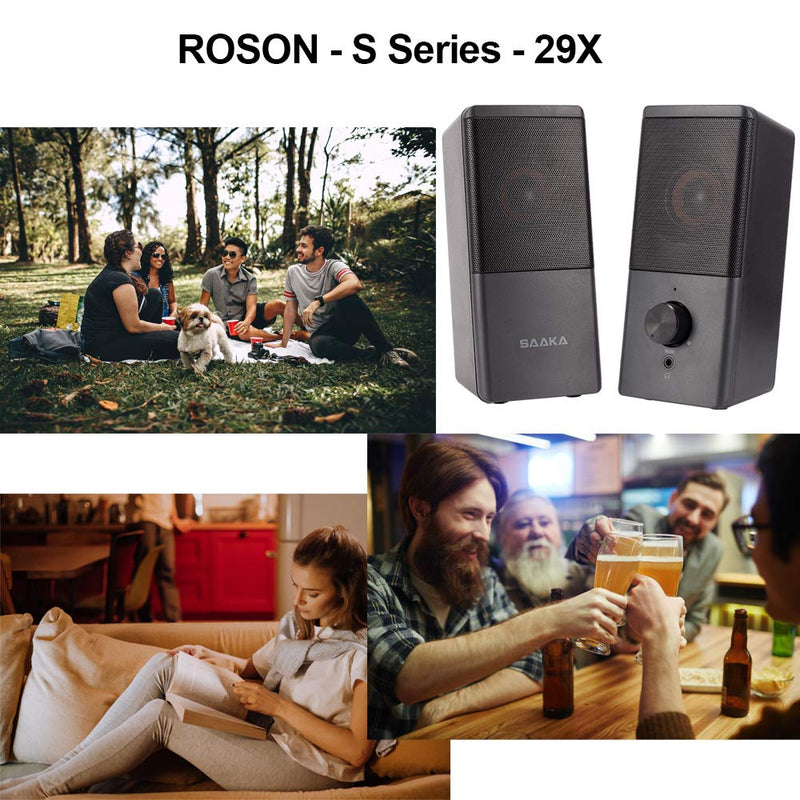[Australia - AusPower] - Computer Speaker, Compact Size Speaker with Headphone Jack, Enhanced Bass and Volume Control, Stereo 2.0 USB Powered 3.5mm Aux Multimedia Speakers for Laptop/Desktop/Tablets/Phone 