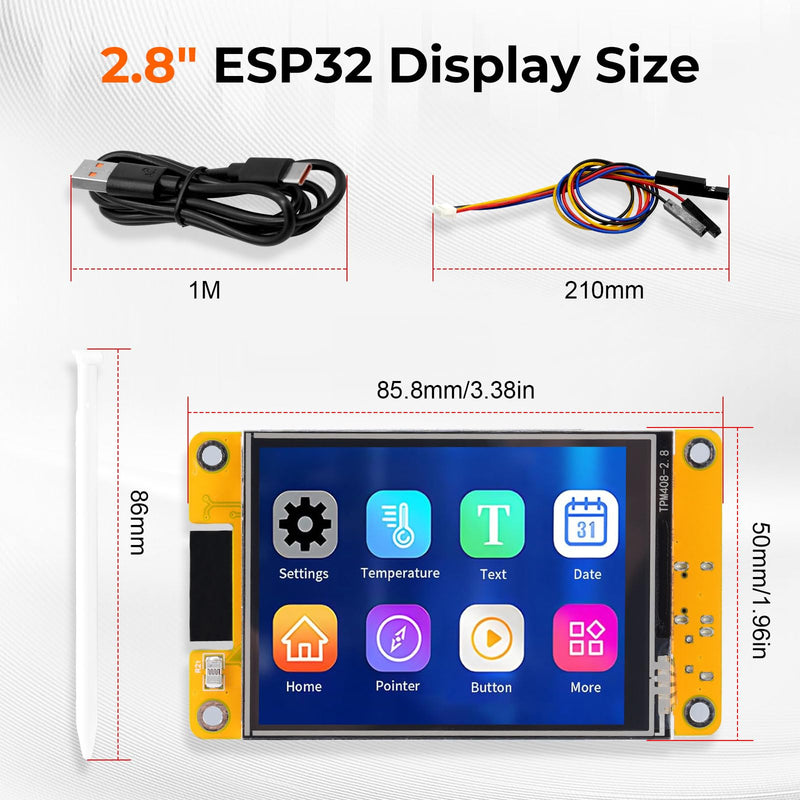 ESP32 Display, 2.8 Inch ESP32 Display ESP32-2432S028R Resistive Touchscreen 240 x 320 TFT LCD Display Module, ESP32 Development Board with WiFi Bluetooth, for Arduino IDE (Pack of 2)