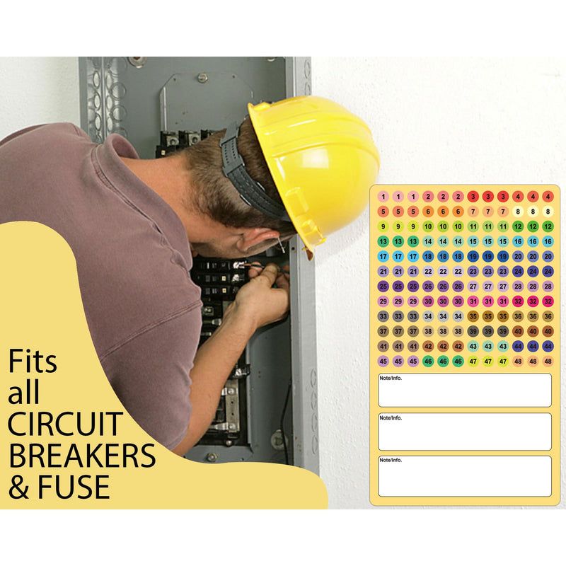 6 Sheets Breaker Panel Labels Electrical Box Sticker Numbers Breaker Panel Labels - Breaker Catalog Stickers Marker Sign for Electrical Panel House or Commercial Use