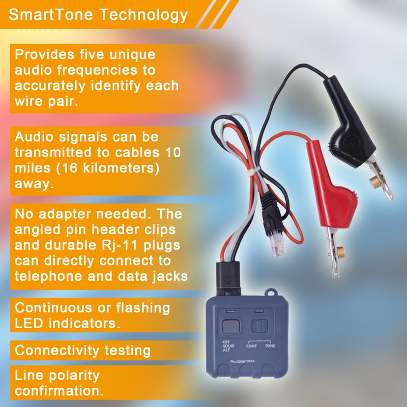 [Australia - AusPower] - Pro3000 Tone Generator and Probe Kit,Handheld Telephone Line Circuit Finder Audio Generator,Wire Toner and Probe Kit for Identifying and Tracing 