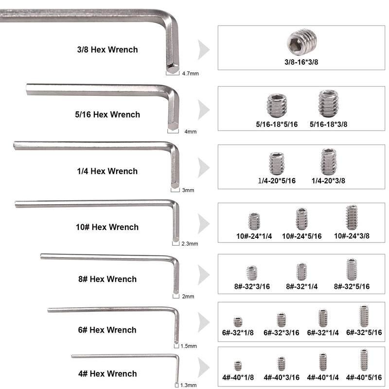 [Australia - AusPower] - Hilitchi 50Pcs SAE Stainless Hex Allen Head Socket Set Screws Grub Screw Bolts Assortment Kit Internal Hex Drive Cup-Point Screws #10-24 x 5/16 #10-24 x 5/16"-50Pcs 