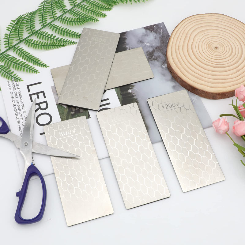 [Australia - AusPower] - Diamond Sharpening Stone, 5 Pcs Knife Sharpening Stone with Extra Fine/Coarse Plate and Non-slip Base, 400/600/800/1000/1200 Grit Diamond Sharpening Stone 