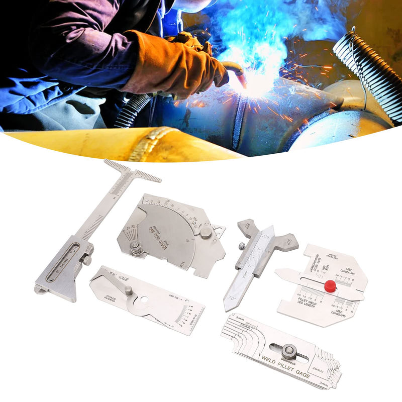 [Australia - AusPower] - 6 Piece Fillet Weld Set, Stainless Steel Metric Welding Inspection with Bag, Includes MG - 8 MG - 11, V - Wac Porosity Undercuts Checking and Hi Lo 