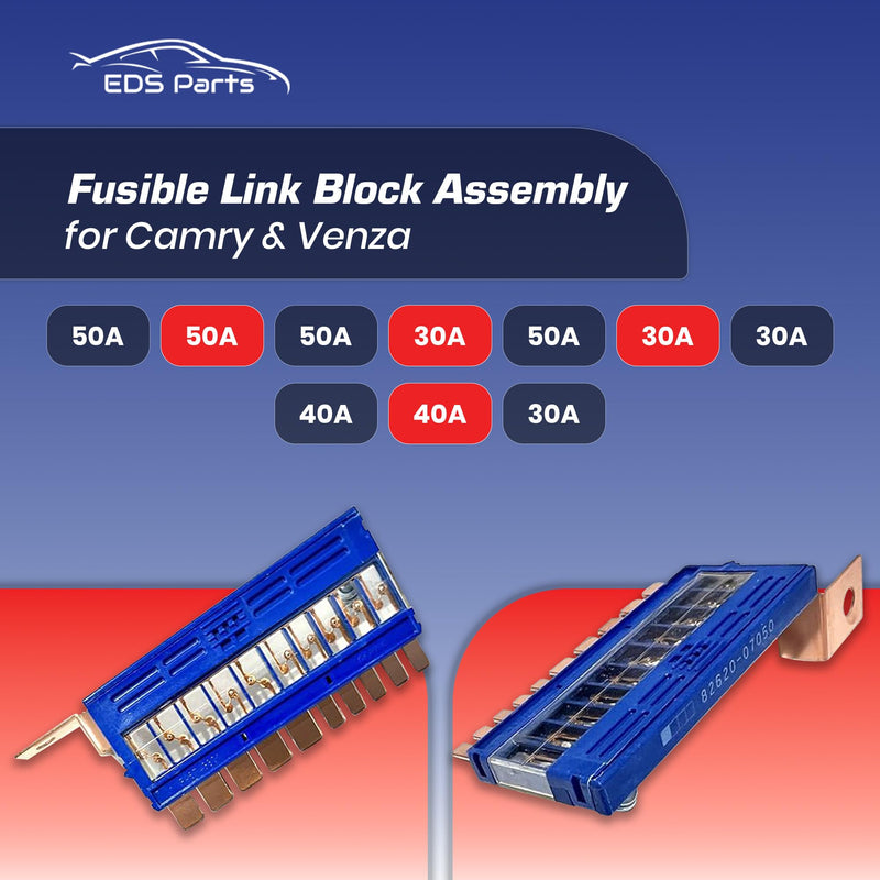 EDS 82620-07050 8262007050 Fusible Link Block Assembly Multi Link Fuse Compatible Replacement for Toyota Camry ('07-'11) & Venza ('05). 10 Circuit Fuselink for A/C ABS Cooling Fans etc.