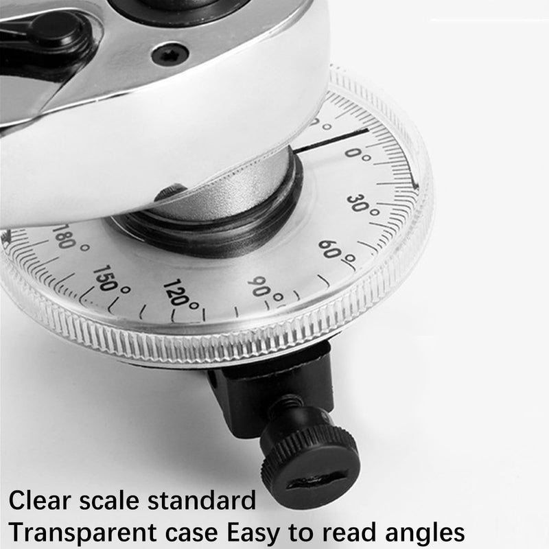 [Australia - AusPower] - Cisixin Car Rotary Protractor, Protractor with 0-360° Scale, Torsion Wrench 1/2 Inch with Adjustable Arm for Cylinder Head Screws Nuts 