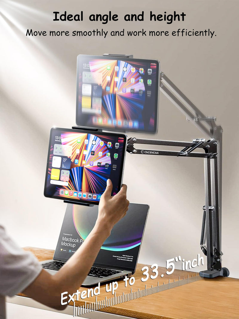 [Australia - AusPower] - Foldable Tablet Stand, Tablet Mount Adjustable for Bed,Universal Flexible Tablet Holder with 360 Degree Rotation for iPad/iPhoneX/iPad Pro/N-Switch,or Other 4.5~13.5 Inches Devices (Black) Black 