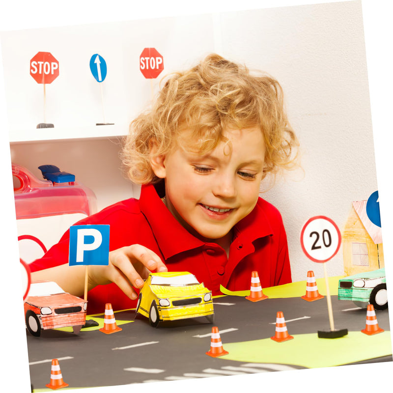 [Australia - AusPower] - NUOBESTY Mini Traffic Cones 50Pcs Miniature Traffic Cones Mini Traffic Signs Barricades Signs Traffic Scene Roadblock Toys Road Sign Models Kids Pretend Toys Christmas Toy Traffic Cones 