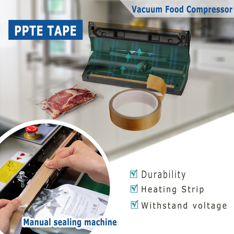 [Australia - AusPower] - High Temperature Teflon Tape 1 inch x 33 feet PTFE Adhesive Teflon Tape - Fits Weston,FoodSaver, Seal A Meal, Cabellas Vacuum 