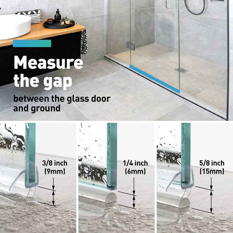Shower Door Seal,4 PCS 3/8" x 39" Frameless Glass Door Side Seal and Shower Door Bottom Seal Door Sweep for 3/8 Inch Glass, Stop Shower Leaks Create a Water Barrier For 3/8" Glass-4PCSX 39"