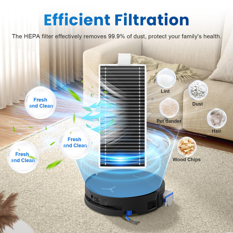 [Australia - AusPower] - 19 Pack Replacement Accessories Kit Compatible with ECOVACS DEEBOT X9 Pro Omni Robot Vacuum, 1 Main Brush, 6 Dust Bag, 4 HEPA Filter, 2 Mopping Roller, 4 Side Brush, 2 Clean Tool 