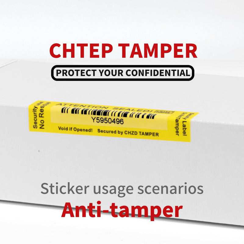 ChtepTamper Tamper-Evident Security Labels, Yellow, 1x3.54 inches | 100 Pieces, No Transfer, Serial Number, Goods Shipping, Privacy Protection