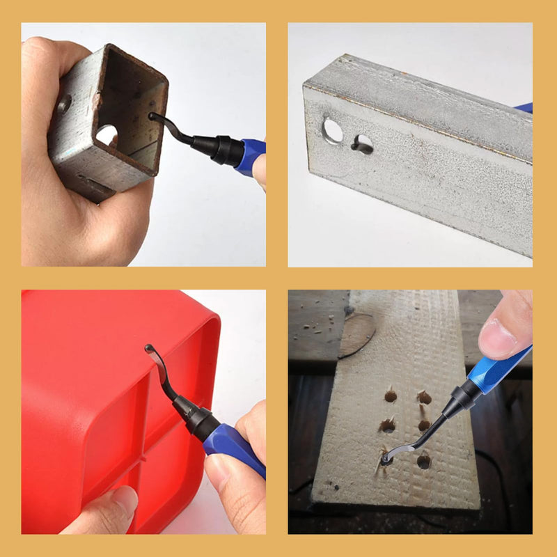 [Australia - AusPower] - 2 Pcs Deburring Tool +10 Pcs BS1010 High Speed Steel Blades for Metal Resin PVC Pipes Copper Plastic 3D Printed Edges, Plumbing 3D Printing Burr Removal Reamer Tool, Silvery& Blue 