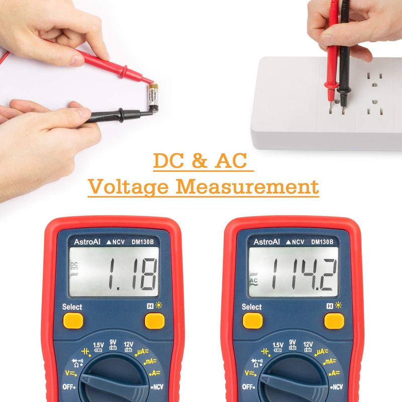 [Australia - AusPower] - AstroAI Digital Multimeter Battery Voltage Tester 1.5v/9v/12v Auto-Ranging 4000 Counts TRMS DMM/Ohmmeter/Voltmeter with Non-Contact Voltage Function(Classic/New Version) 