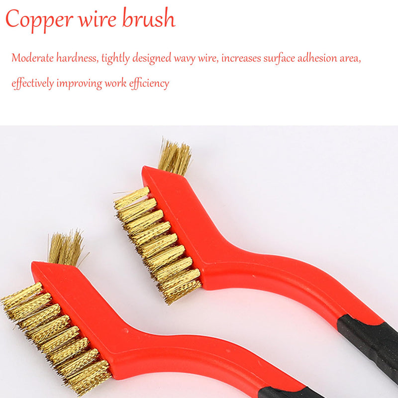 [Australia - AusPower] - 3Pcs Small Brass Wire Cleaning Brushes Set for Rust Removal in Holes 