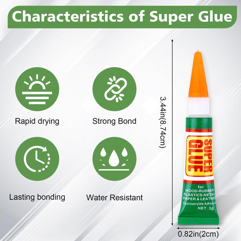 [Australia - AusPower] - 24 X 3g Super Glue Clear, Strong Adhesive,Super glue Fast Drying Cyanoacrylate Glue for Wood,Rubber,Leather, Plastic, Metal, Rhinestone Jewelry, DIY Crafts 24 X 3g 