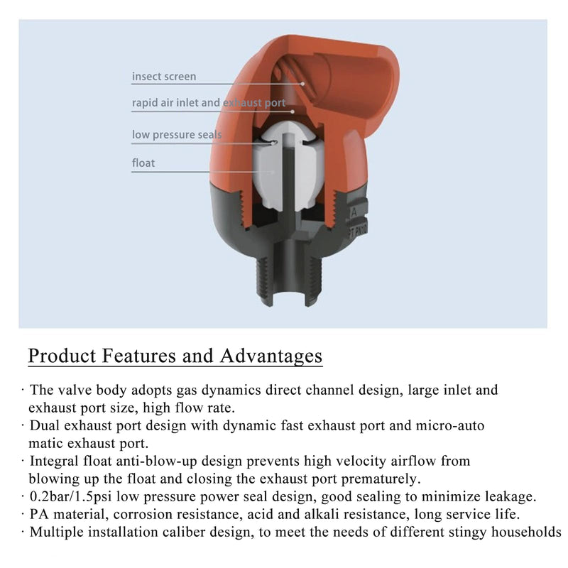 [Australia - AusPower] - 1/2 inch Air Release Valve, NPT Thread Connection,Water Tank air Release Valve, Continuous Venting，Agricultural Industrial Exhaust equipme 1/2inch 