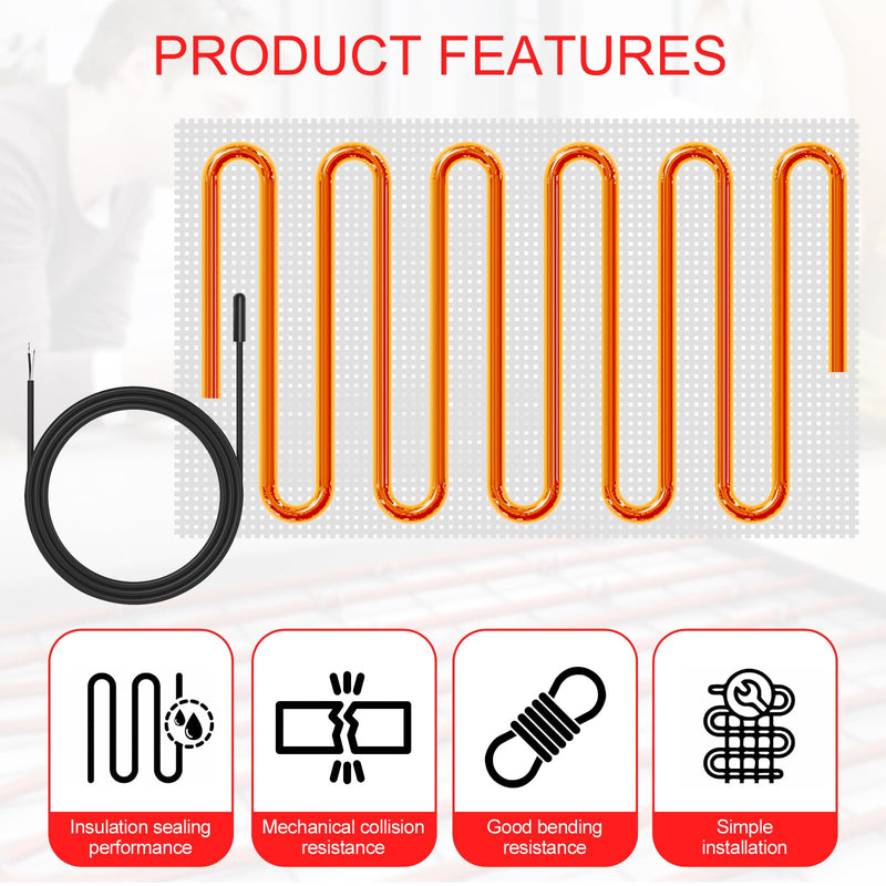 [Australia - AusPower] - Thermal Underfloor Heating Sensor Probe Suitable for Most Heating Installations Heat Floor Heating Sensor Probe 10k ohm 