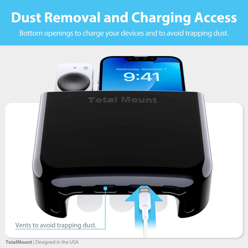 [Australia - AusPower] - TotalMount Hole-Free Remote Holders – Eliminate Need to Drill Holes in Your Wall (for 2 or 3 Remote Controls – Black – Quantity 2) 