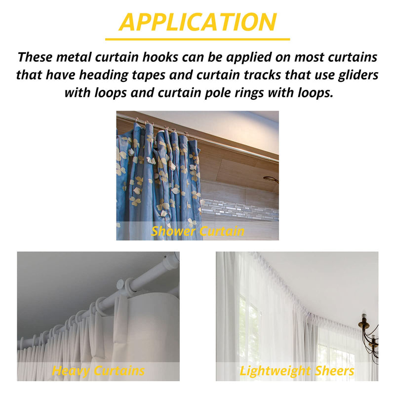 Jetec Drapery Hooks 3 Inch Metal Curtain Hooks Slip on Drapery Hook for Pleated Drapes Stainless Steel Pins and Hook for Window Door Curtain(Black,70 Pieces) Black 70