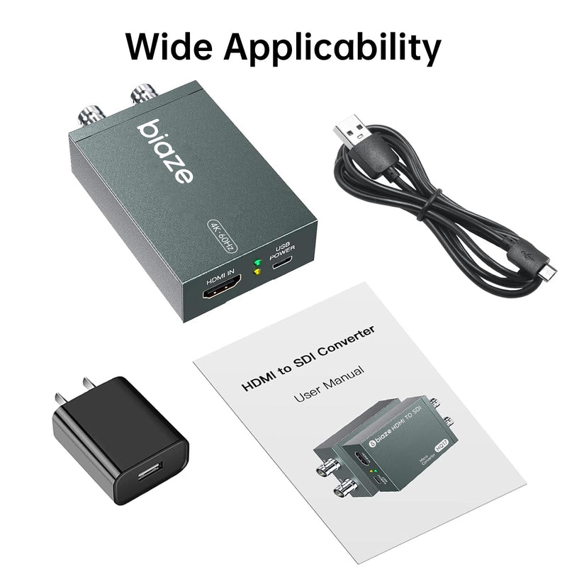 HDMI to SDI Converter, HDMI to 3G-SDI/HD-SDI Video Audio Converter 2.970 Gbit/s Audio Embedder Simultaneously Dual SDI Output Adapter Support 1080P for Camera Home Theater