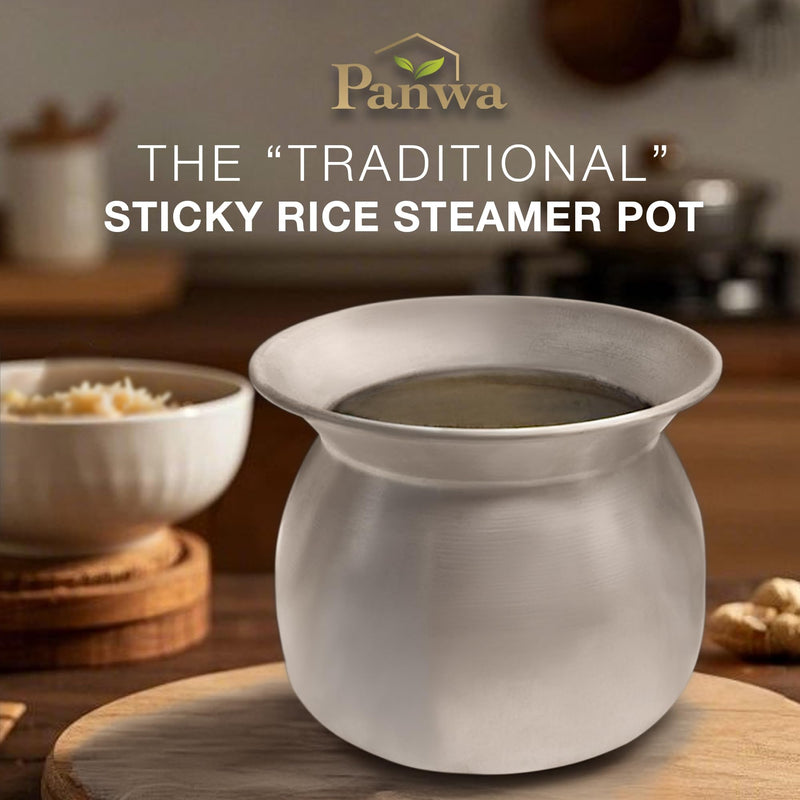 Sticky Rice Aluminum Cook Pot from Thailand - Genuine Replacement Pot for Traditional Steamer Crock, Family Size 8.67 Inch Standard Diameter (22 cm) Traditional Aluminum Pot