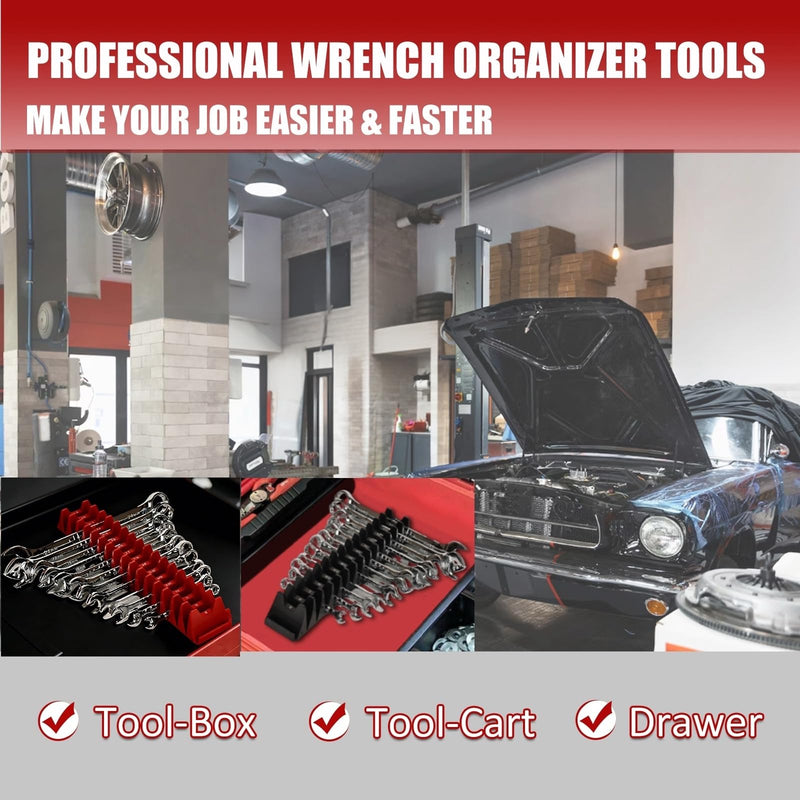 84 pcs Magnetic Modular Wrench Organizer Wrench Holder - Wrenchs Tool Organizers for Tool Drawer Storage, Wrenchs Rack with Metric SAE Labels, Tool Storage Set Holder Festival Mechanics pcs 84 PCS