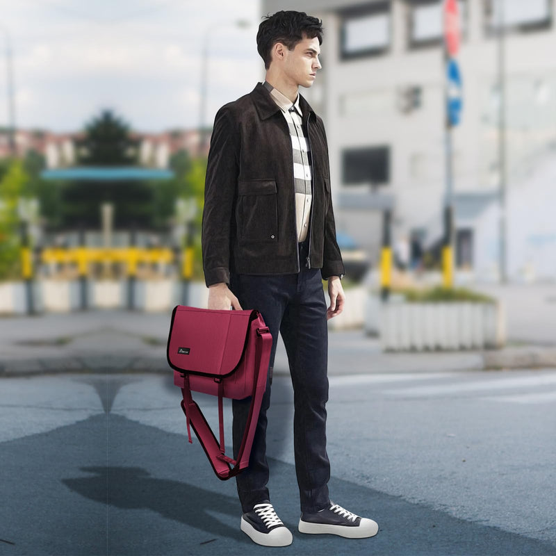 [Australia - AusPower] - SIMTOP Messenger Bag Crossbody Shoulder Bag for Commuters and Travelers Water Resistant Scratch and Wear Cordura YKK Zipper Red 