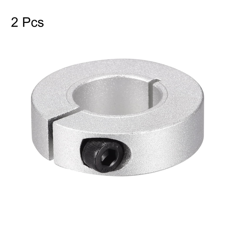 MECCANIXITY Shaft Collar 1 Inch Bore Single Split Aluminum Clamping Collar Shaft Collars with Set Screw Silver Tone 2 Pack 1"