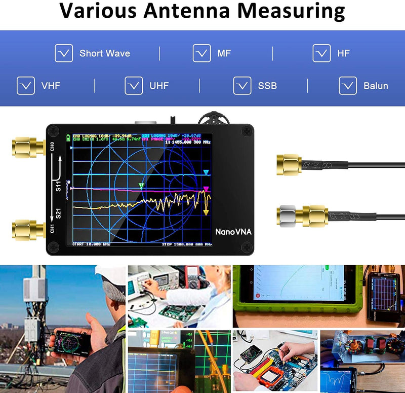 [Australia - AusPower] - AURSINC NanoVNA Vector Network Analyzer 10KHz -1.5GHz V3.4 with 2.8'' Touchscreen + Nanovna Testboard Kit Network Analysis Test Demo Board 