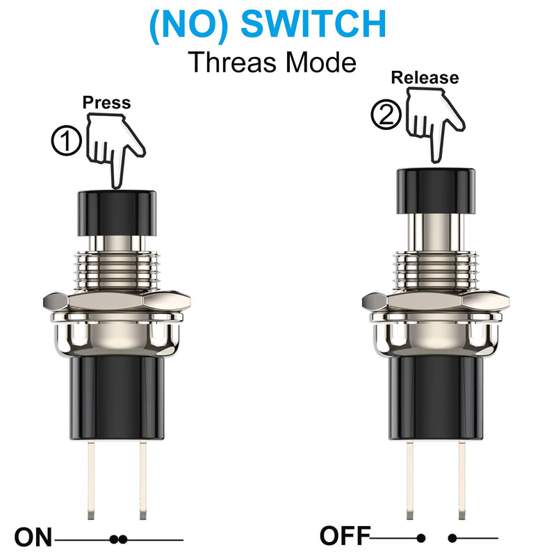 [Australia - AusPower] - Momentary Push Button Switch, 1A 250VAC SPST Mini Pushbutton Switches Normally Open(NO) Black & Red Cap - 10pcs NO-10 Black&Red 