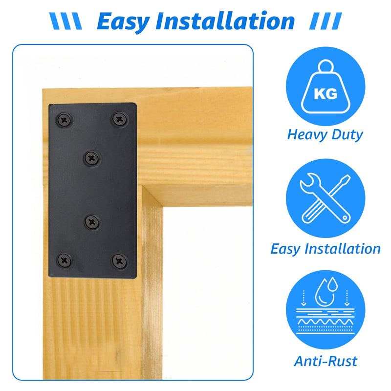 DAJAVE 30 Pack 4x2 Inch Black Flat Mending Plates, Stainless Steel Straight Mending Joining Plates, Metal Bracket with Holes for Wood (Screws Include)